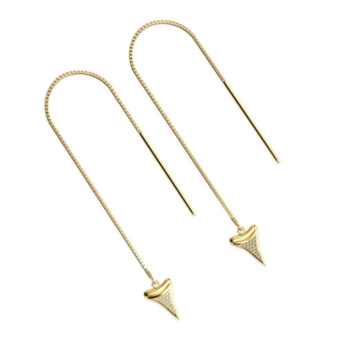 Boucles d'oreilles à enfiler avec chaîne à dents de requin par Lauren Howe | Or Vermeil .925 | Cristal